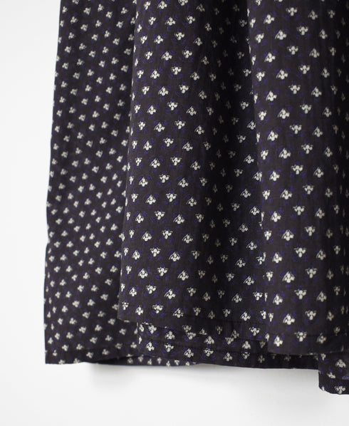 NSL26033 COTTON SLUB SMALL FLOWER PRINT 2WAY GATHERED SMOCK DRESS
