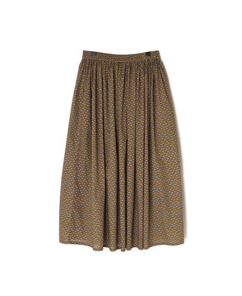 NSL26035 COTTON SLUB SMALL FLOWER PRINT GATHERED SKIRT