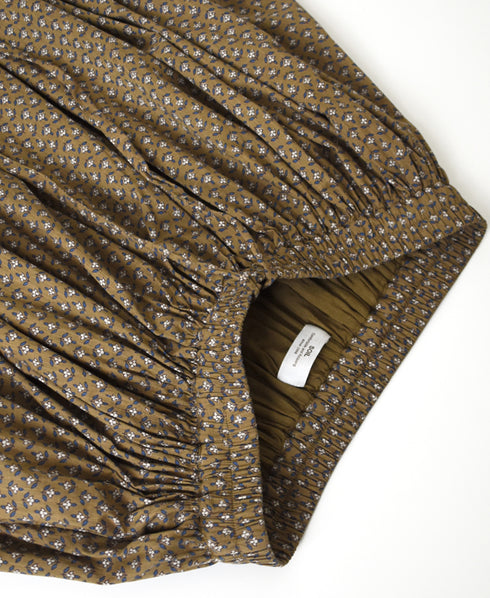 NSL26035 COTTON SLUB SMALL FLOWER PRINT GATHERED SKIRT