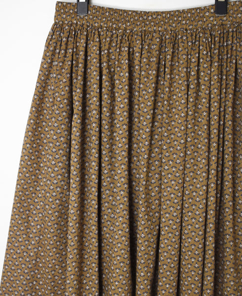 NSL26035 COTTON SLUB SMALL FLOWER PRINT GATHERED SKIRT