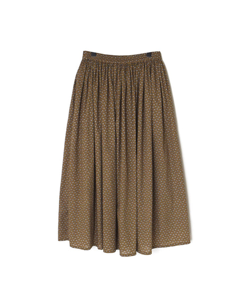 NSL26035 COTTON SLUB SMALL FLOWER PRINT GATHERED SKIRT