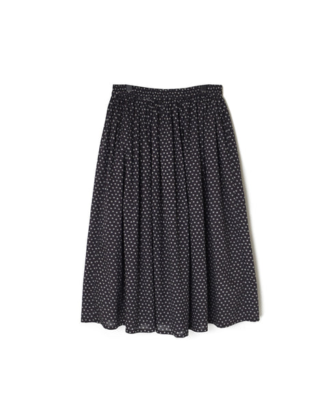 NSL26035 COTTON SLUB SMALL FLOWER PRINT GATHERED SKIRT