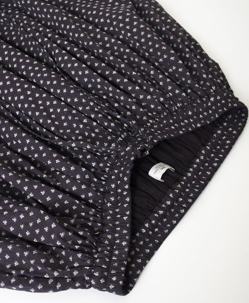 NSL26035 COTTON SLUB SMALL FLOWER PRINT GATHERED SKIRT