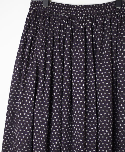 NSL26035 COTTON SLUB SMALL FLOWER PRINT GATHERED SKIRT