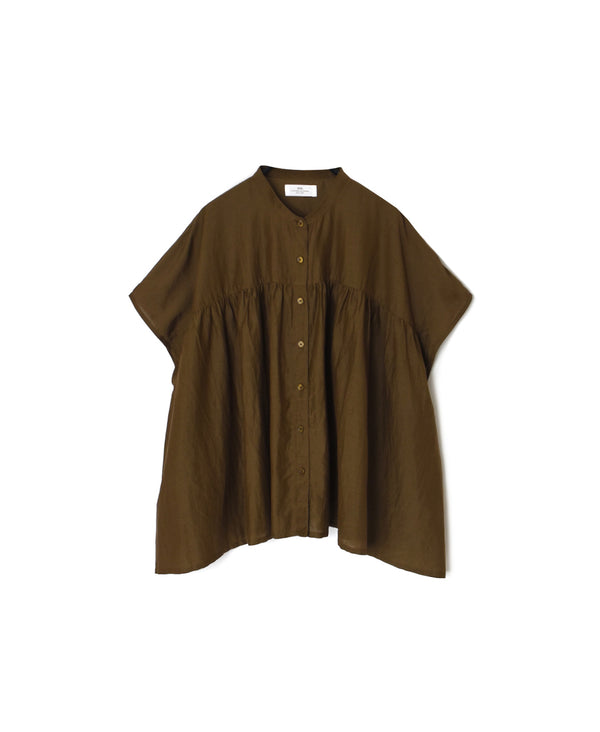 NSL26041 COTTON SILK PLAIN BANDED COLLAR FRENCH/SL SHIRT
