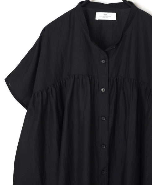NSL26041 COTTON SILK PLAIN BANDED COLLAR FRENCH/SL SHIRT