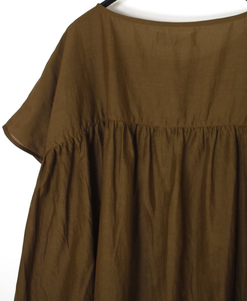 NSL26042 COTTON SILK PLAIN GATHERED SMOCK