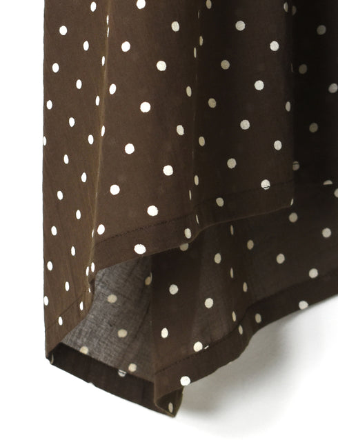 NSL26051 80s COTTON VOILE DOT PRINT BANDED COLLAR FRENCH/SL SHIRT