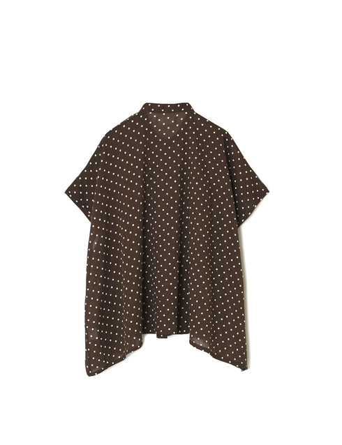 NSL26051 80s COTTON VOILE DOT PRINT BANDED COLLAR FRENCH/SL SHIRT