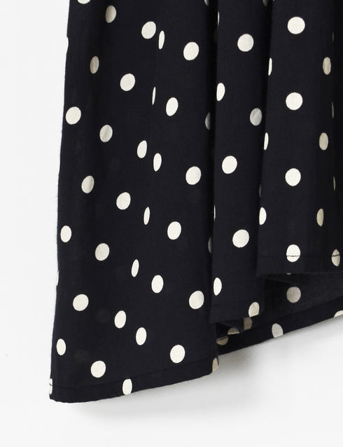 NSL26051 80s COTTON VOILE DOT PRINT BANDED COLLAR FRENCH/SL SHIRT