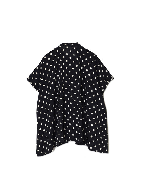 NSL26051 80s COTTON VOILE DOT PRINT BANDED COLLAR FRENCH/SL SHIRT