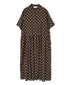 NSL26054 80s COTTON VOILE DOT PRINT BANDED COLLAR S/SL DRESS