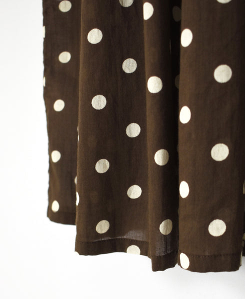 NSL26054 80s COTTON VOILE DOT PRINT BANDED COLLAR S/SL DRESS