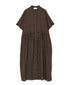 NSL26054 80s COTTON VOILE DOT PRINT BANDED COLLAR S/SL DRESS