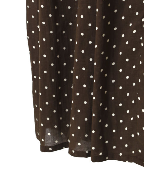 NSL26054 80s COTTON VOILE DOT PRINT BANDED COLLAR S/SL DRESS