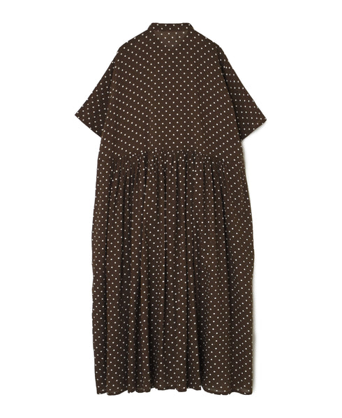 NSL26054 80s COTTON VOILE DOT PRINT BANDED COLLAR S/SL DRESS