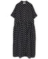 NSL26054 80s COTTON VOILE DOT PRINT BANDED COLLAR S/SL DRESS