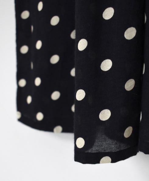 NSL26054 80s COTTON VOILE DOT PRINT BANDED COLLAR S/SL DRESS