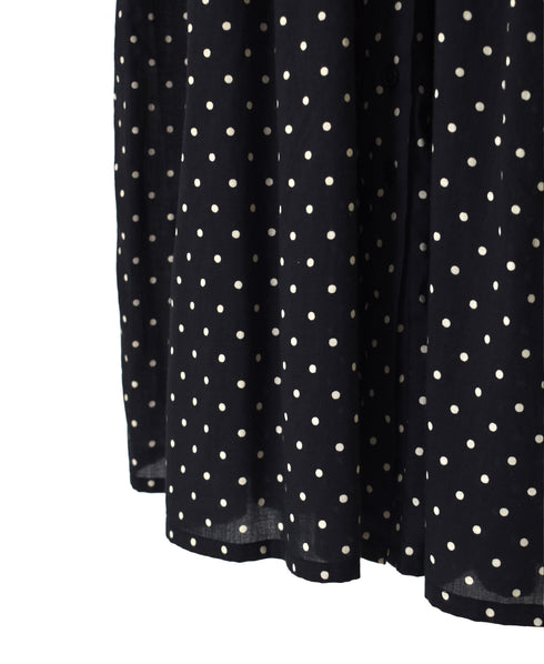 NSL26054 80s COTTON VOILE DOT PRINT BANDED COLLAR S/SL DRESS