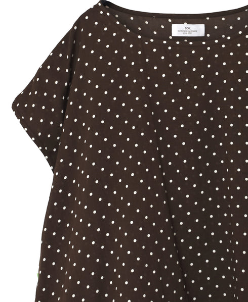 NSL26056 80s COTTON VOILE DOT PRINT HEM FRILL GATHERED SMOCK