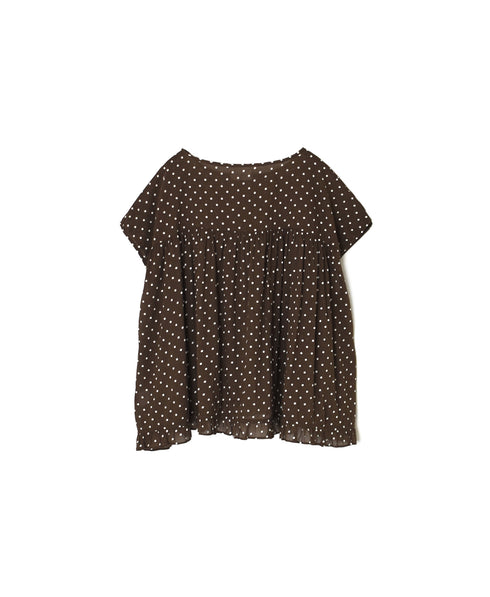 NSL26056 80s COTTON VOILE DOT PRINT HEM FRILL GATHERED SMOCK