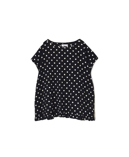 NSL26056 80s COTTON VOILE DOT PRINT HEM FRILL GATHERED SMOCK