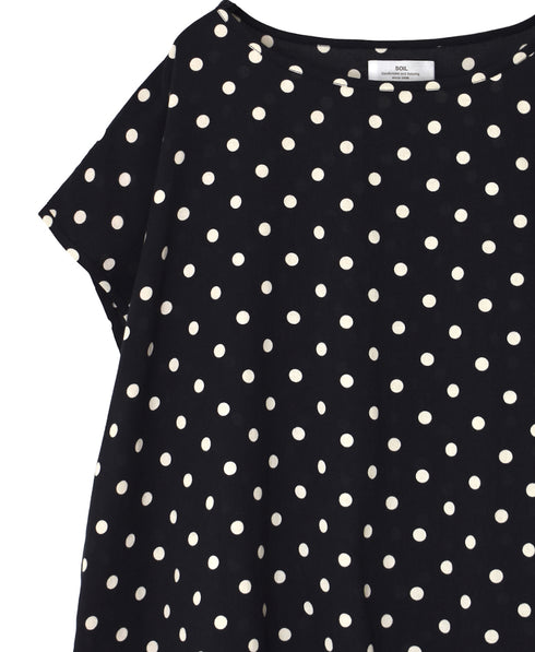 NSL26056 80s COTTON VOILE DOT PRINT HEM FRILL GATHERED SMOCK