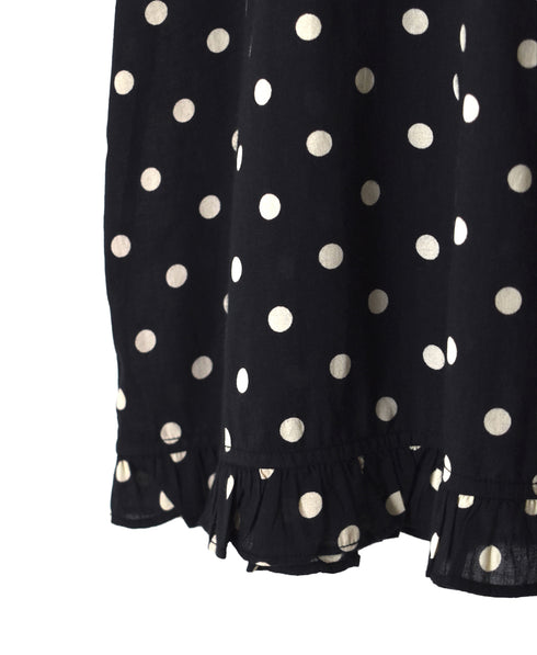 NSL26056 80s COTTON VOILE DOT PRINT HEM FRILL GATHERED SMOCK
