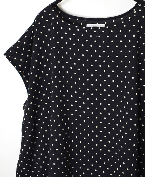 NSL26056 80s COTTON VOILE DOT PRINT HEM FRILL GATHERED SMOCK