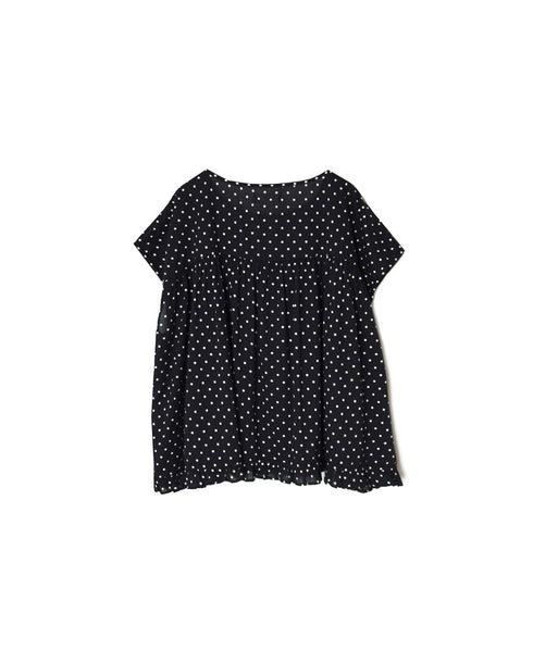 NSL26056 80s COTTON VOILE DOT PRINT HEM FRILL GATHERED SMOCK