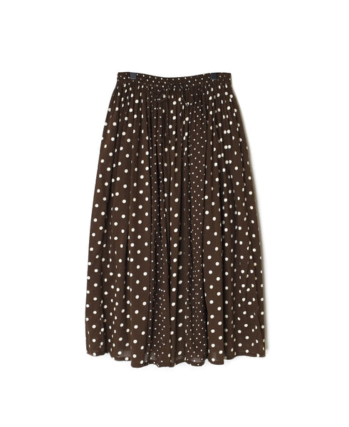 NSL26057 80s COTTON VOILE DOT PRINT PATCHWORK GATHERED SKIRT