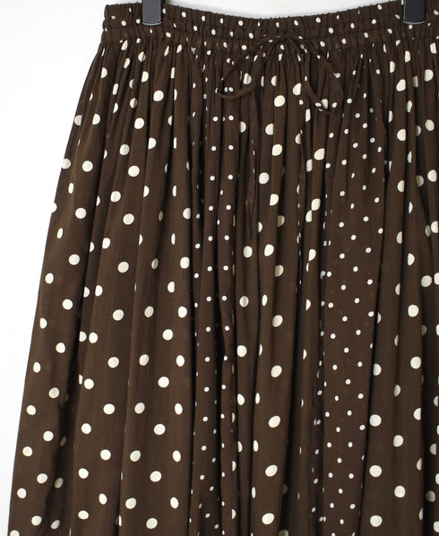 NSL26057 80s COTTON VOILE DOT PRINT PATCHWORK GATHERED SKIRT