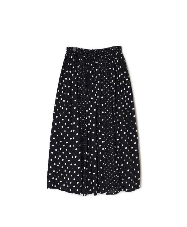 NSL26057 80s COTTON VOILE DOT PRINT PATCHWORK GATHERED SKIRT