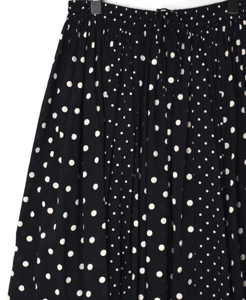 NSL26057 80s COTTON VOILE DOT PRINT PATCHWORK GATHERED SKIRT