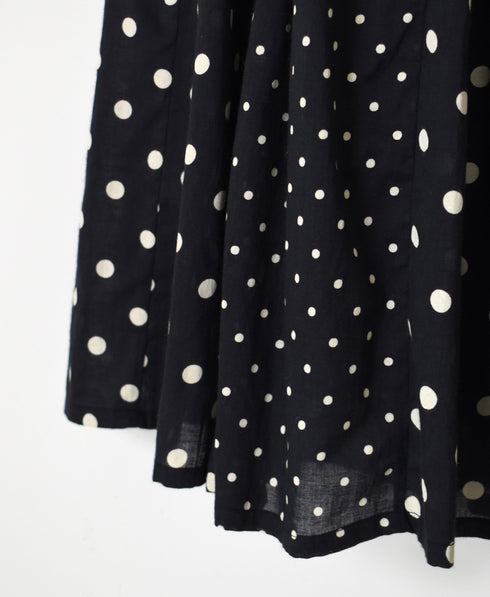 NSL26057 80s COTTON VOILE DOT PRINT PATCHWORK GATHERED SKIRT