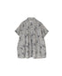 NSL26061 80s VOILE LEAF & FLOWER PRINT REGULAR COLLAR FRENCH/SL PINTUCK SHIRT
