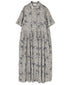 NSL26063 80s VOILE LEAF & FLOWER PRINT REGULAR COLLAR S/SL DRESS