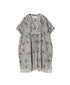 NSL26064 80s VOILE LEAF & FLOWER PRINT V-NECK FRENCH/SL TUNIC