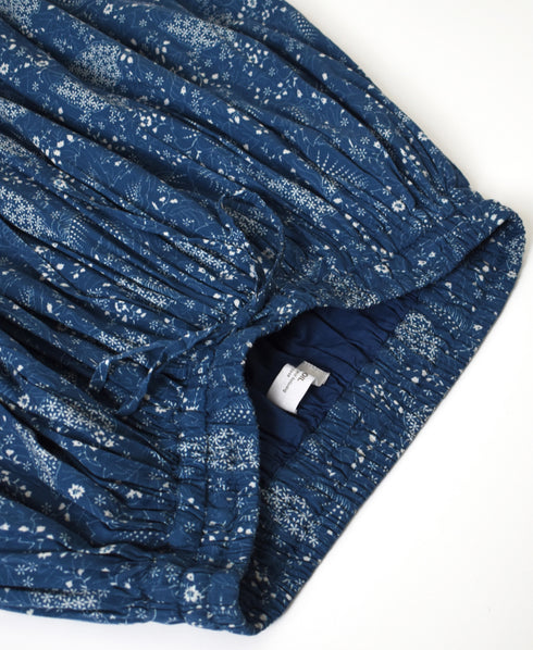 NSL26065 80s VOILE LEAF & FLOWER PRINT GATHERED SKIRT
