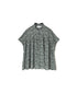 NSL26071 80s VOILE TWO TONE FLOWER PRINT FRILL COLLAR FRENCH/SL SHIRT