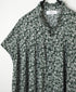 NSL26071 80s VOILE TWO TONE FLOWER PRINT FRILL COLLAR FRENCH/SL SHIRT