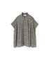 NSL26071 80s VOILE TWO TONE FLOWER PRINT FRILL COLLAR FRENCH/SL SHIRT
