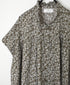 NSL26071 80s VOILE TWO TONE FLOWER PRINT FRILL COLLAR FRENCH/SL SHIRT