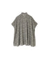 NSL26071 80s VOILE TWO TONE FLOWER PRINT FRILL COLLAR FRENCH/SL SHIRT