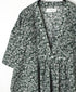 NSL26072 80s VOILE TWO TONE FLOWER PRINT V-NECK PINTUCK S/SL SHIRT