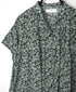 NSL26073 80s VOILE TWO TONE FLOWER PRINT BANDED COLLAR FRENCH/SL PINTUCK DRESS