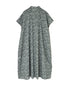 NSL26073 80s VOILE TWO TONE FLOWER PRINT BANDED COLLAR FRENCH/SL PINTUCK DRESS