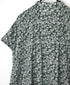 NSL26073 80s VOILE TWO TONE FLOWER PRINT BANDED COLLAR FRENCH/SL PINTUCK DRESS