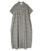 NSL26073 80s VOILE TWO TONE FLOWER PRINT BANDED COLLAR FRENCH/SL PINTUCK DRESS