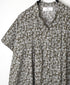 NSL26073 80s VOILE TWO TONE FLOWER PRINT BANDED COLLAR FRENCH/SL PINTUCK DRESS